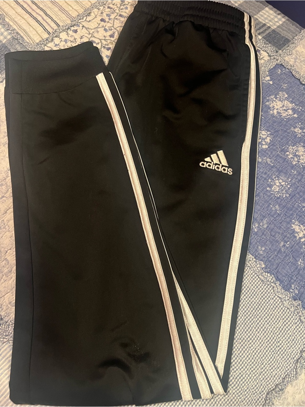 adidas Black Jogger Pants with White Side Stripes